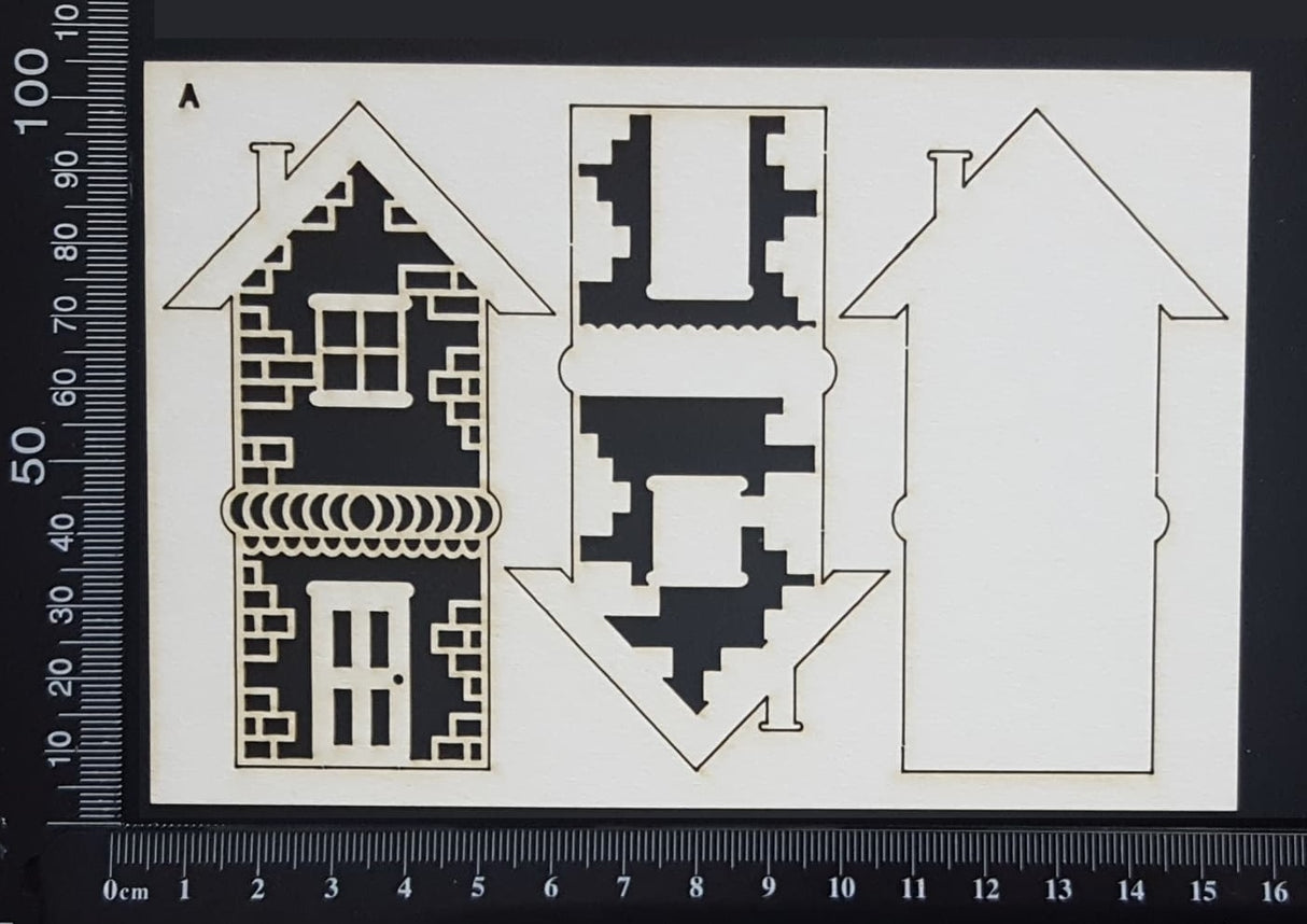 Layered Detailed House Set - I - Small - White Chipboard