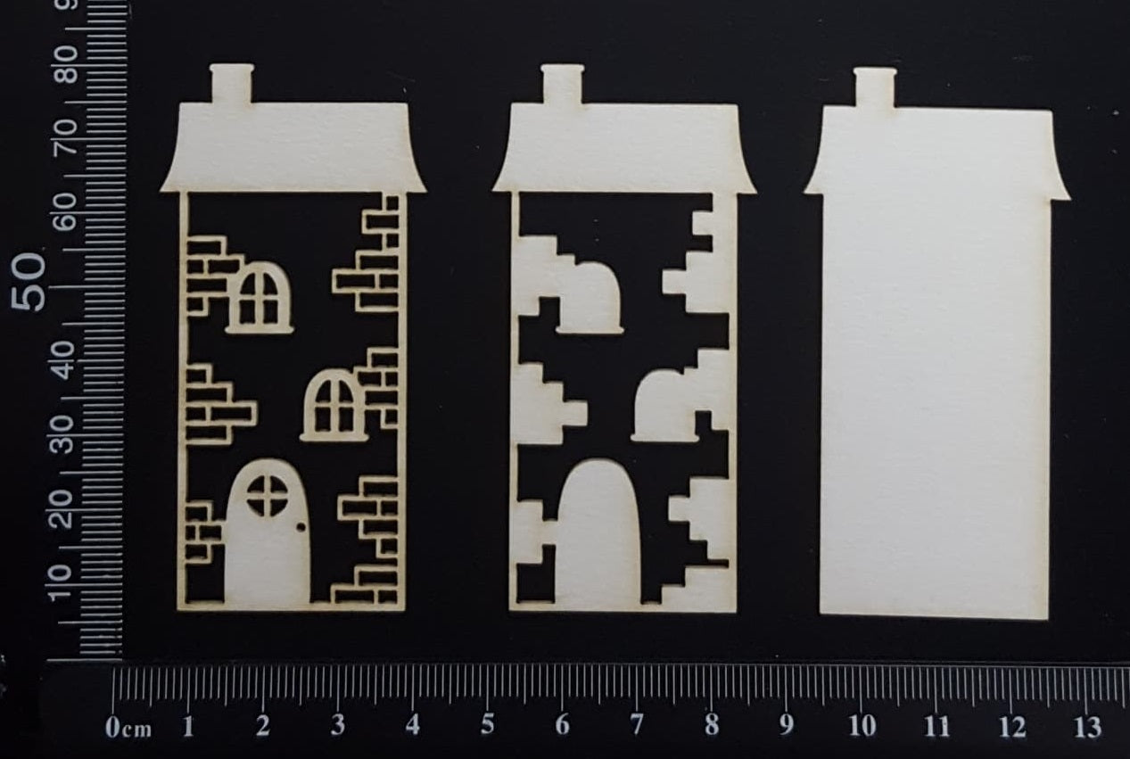 Layered Detailed House Set - J - Small - White Chipboard