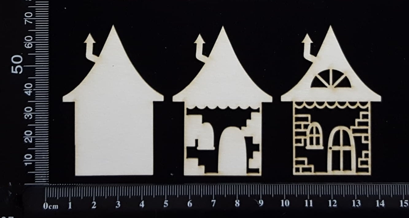 Layered Detailed House Set - K - Small - White Chipboard