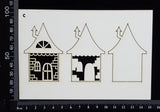 Layered Detailed House Set - K - Small - White Chipboard