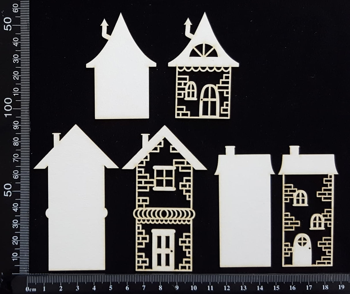 Layered Detailed House Set - L - Small - White Chipboard