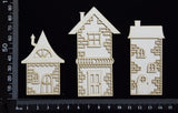 Layered Detailed House Set - L - Small - White Chipboard
