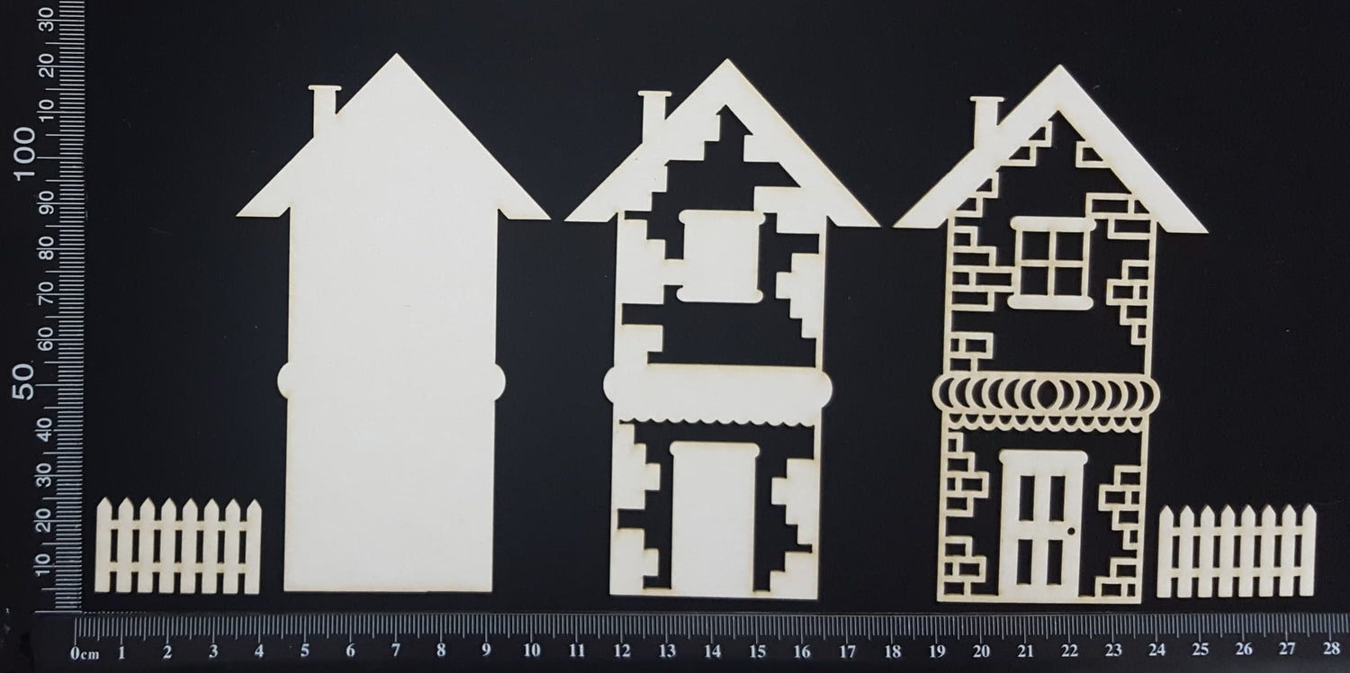 Layered Detailed House Set - M - Large - White Chipboard