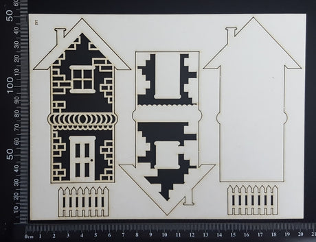 Layered Detailed House Set - M - Large - White Chipboard