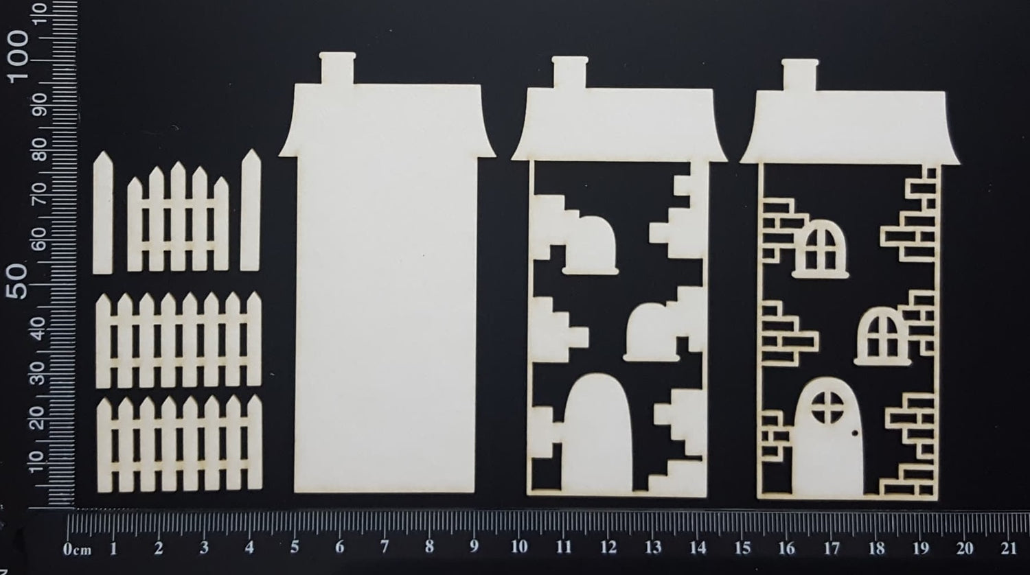Layered Detailed House Set - N - Large - White Chipboard