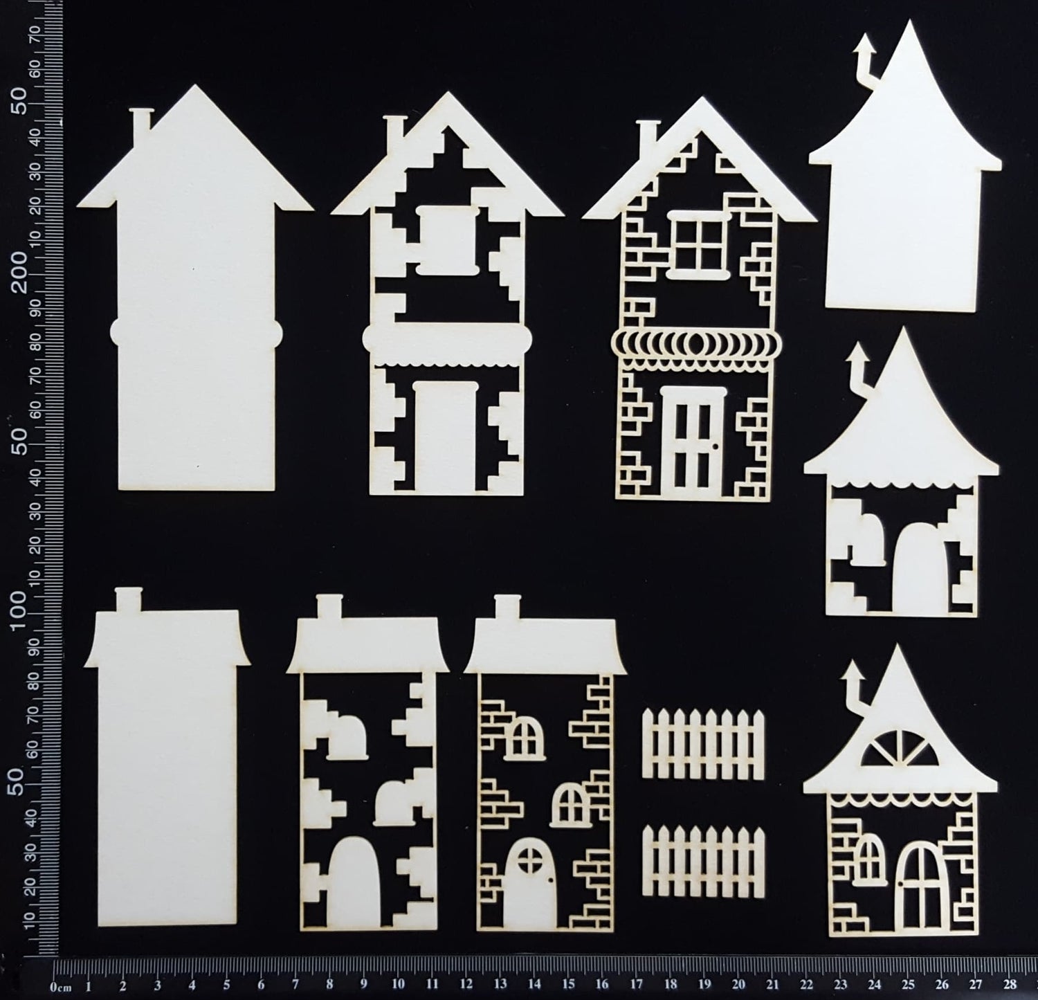 Layered Detailed House Set - P - Large - White Chipboard
