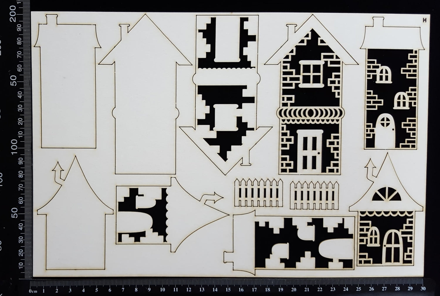 Layered Detailed House Set - P - Large - White Chipboard