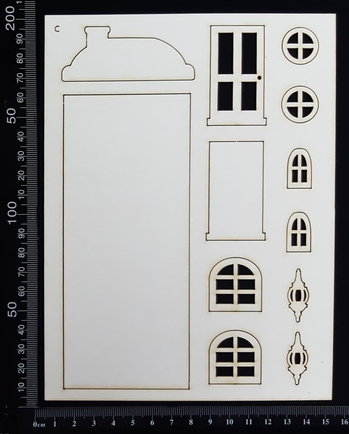 Layered House Set - C - Large - White Chipboard