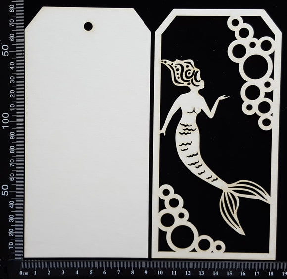Layered Tag - Mermaid - Large - A - White Chipboard
