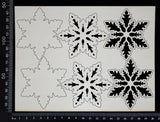 Layered Snowflake Set - G - White Chipboard