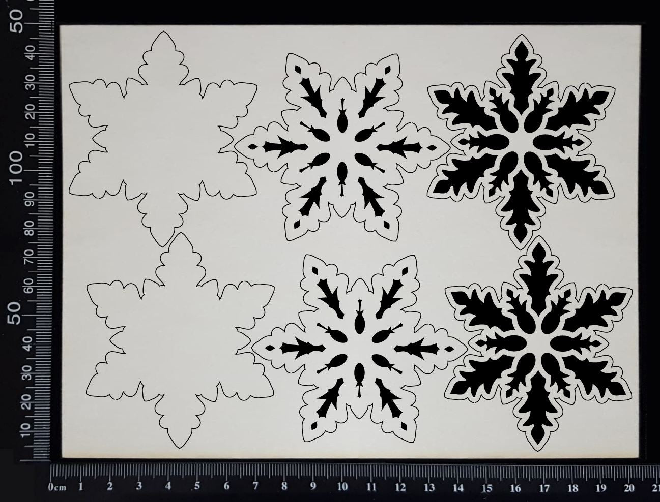Layered Snowflake Set - G - White Chipboard