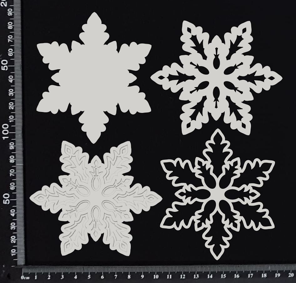 Layered Snowflake Set - H - White Chipboard