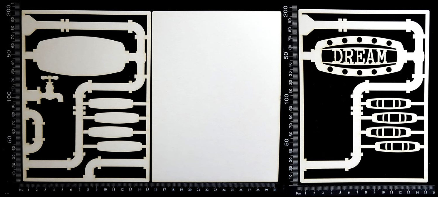 Steampunk Journal Panel - BF - Dream - Large - Layering Set - White Chipboard