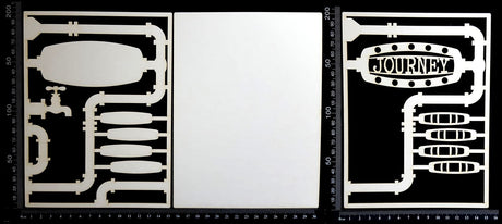 Steampunk Journal Panel - BJ - Journey - Large - Layering Set - White Chipboard