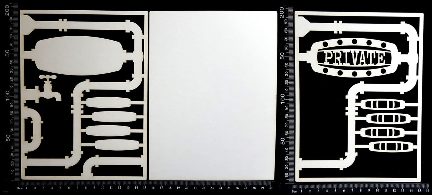 Steampunk Journal Panel - BM - Private - Large - Layering Set - White Chipboard