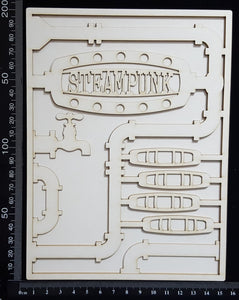 Steampunk Journal Panel - BN - Steampunk - Large - Layering Set - White Chipboard