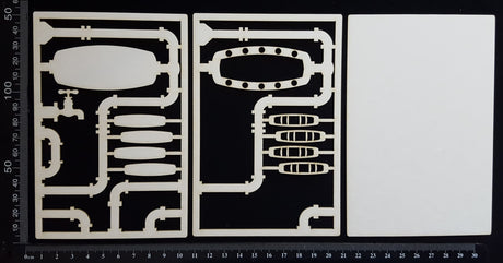 Steampunk Journal Panel - AC - Blank - Small - Layering Set - White Chipboard
