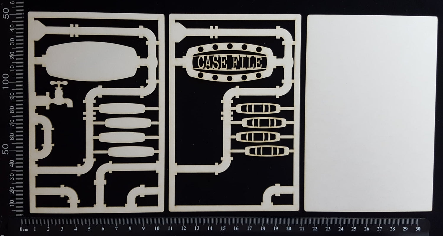 Steampunk Journal Panel - AD - Case File - Small - Layering Set - White Chipboard