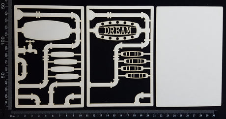 Steampunk Journal Panel - AF - Dream - Small - Layering Set - White Chipboard