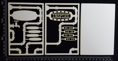 Steampunk Journal Panel - AH - Inspire - Small - Layering Set - White Chipboard