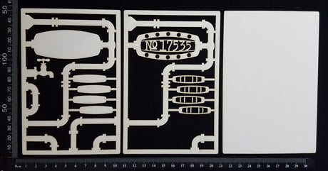 Steampunk Journal Panel - AL - No 17535 - Small - Layering Set - White Chipboard