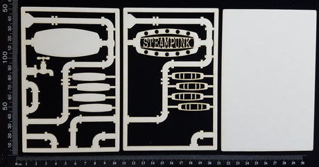 Steampunk Journal Panel - AN - Steampunk - Small - Layering Set - White Chipboard