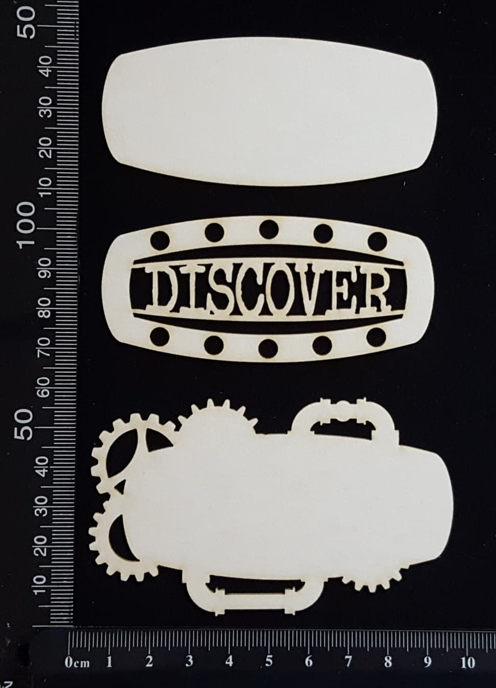 Steampunk Title Plate - ED - Discover - Layering Set - White Chipboard