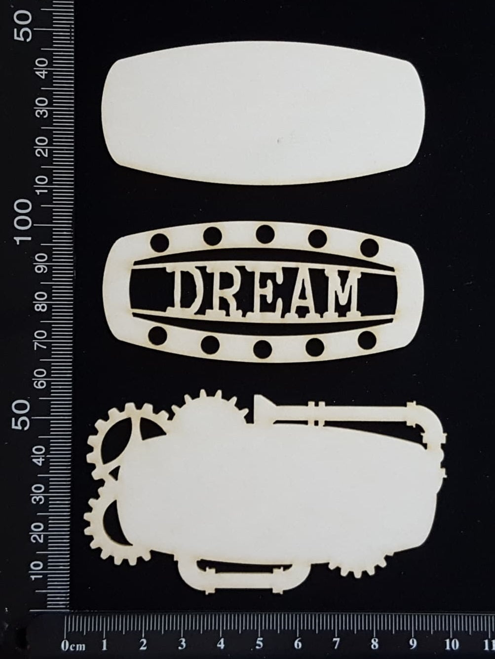 Steampunk Title Plate - EE - Dream - Layering Set - White Chipboard