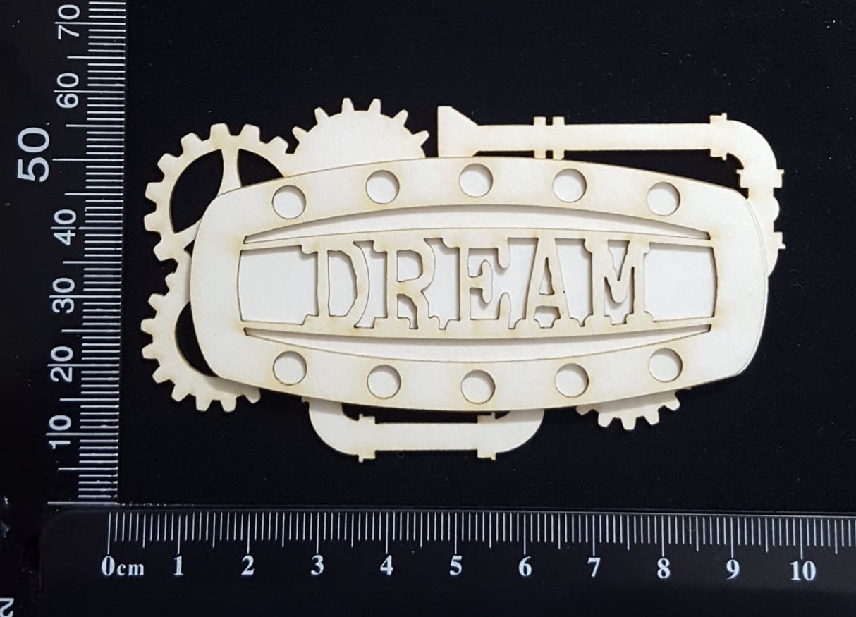 Steampunk Title Plate - EE - Dream - Layering Set - White Chipboard