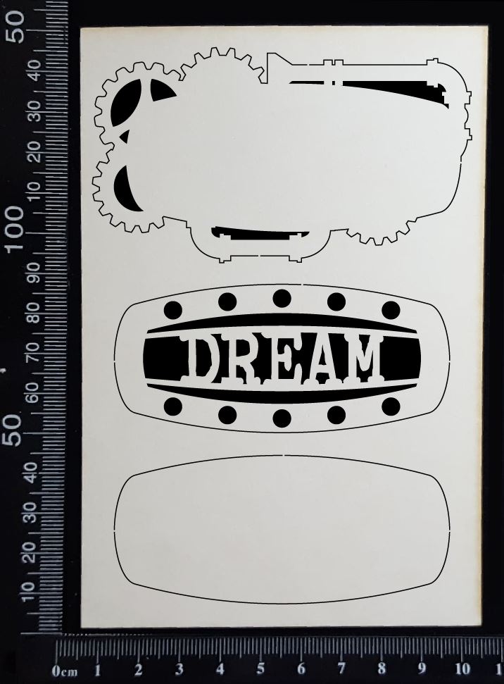 Steampunk Title Plate - EE - Dream - Layering Set - White Chipboard