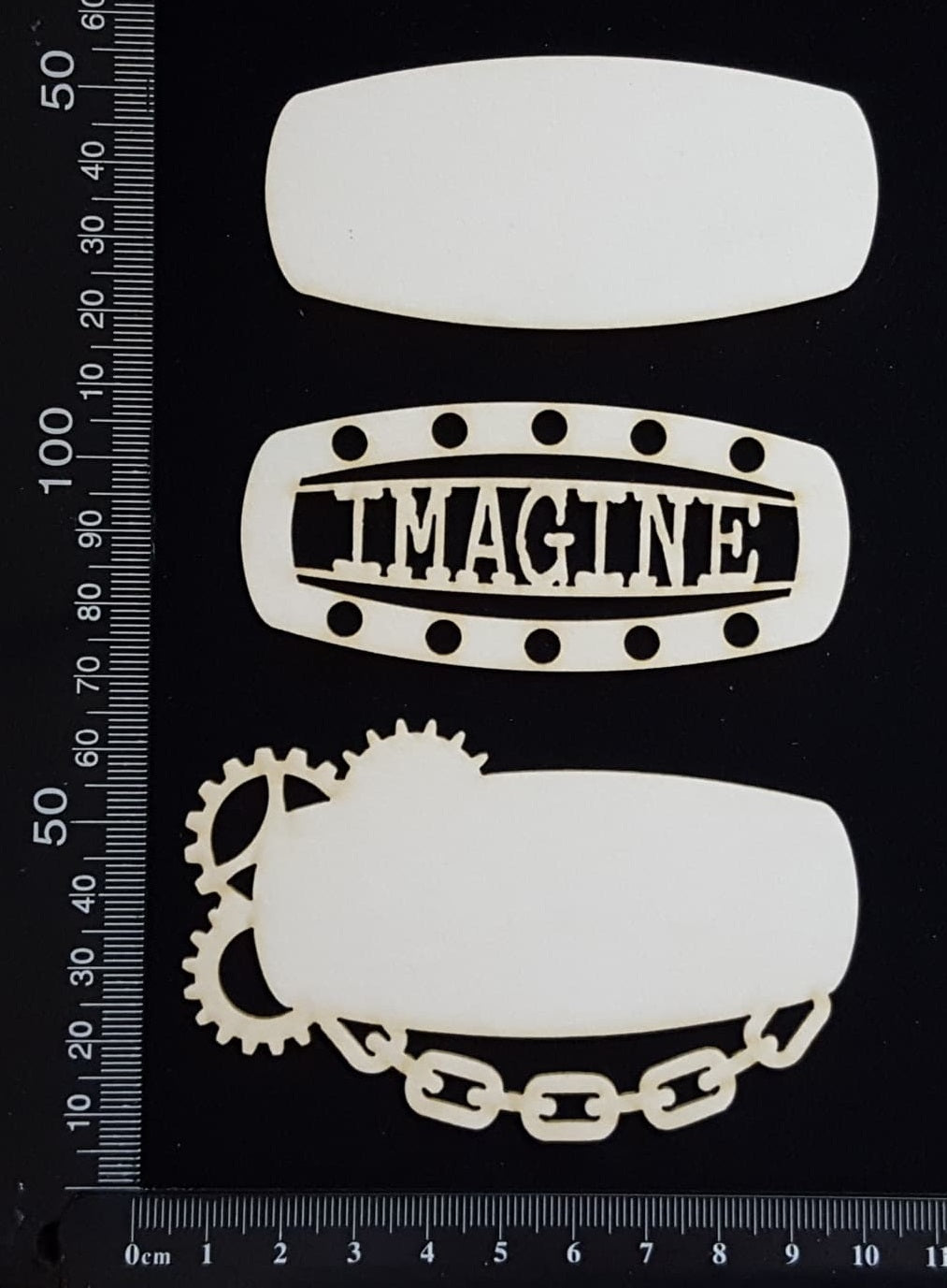 Steampunk Title Plate - EF - Imagine - Layering Set - White Chipboard