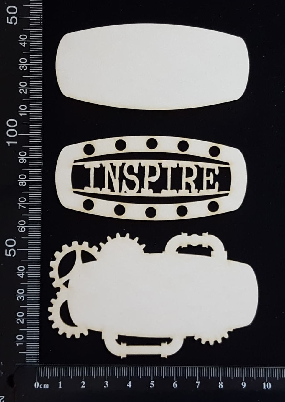 Steampunk Title Plate - EG - Inspire - Layering Set - White Chipboard