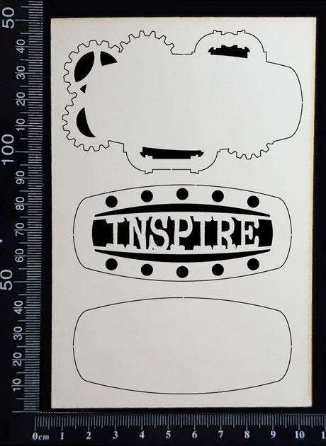 Steampunk Title Plate - EG - Inspire - Layering Set - White Chipboard