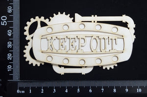 Steampunk Title Plate - EJ - Keep Out - Layering Set - White Chipboard