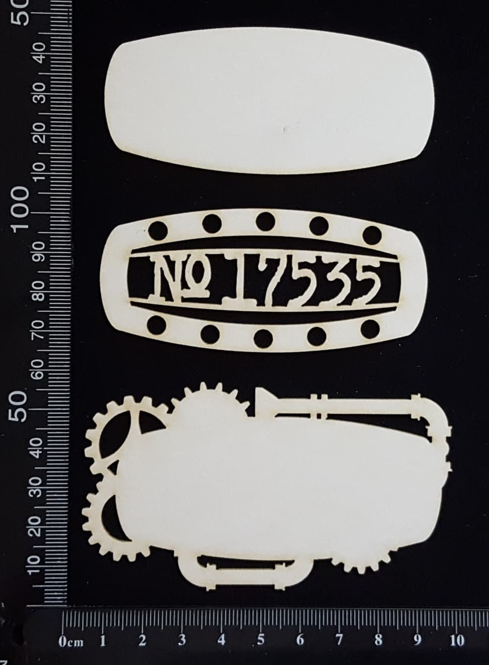 Steampunk Title Plate - EK - No 17535 - Layering Set - White Chipboard