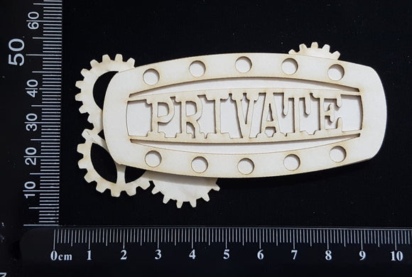 Steampunk Title Plate - EL - Private - Layering Set - White Chipboard