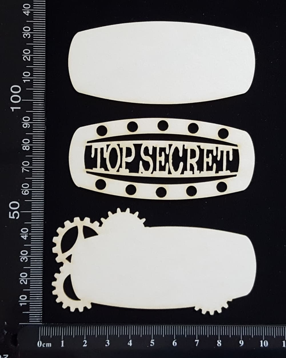 Steampunk Title Plate - EN - Top Secret - Layering Set - White Chipboard