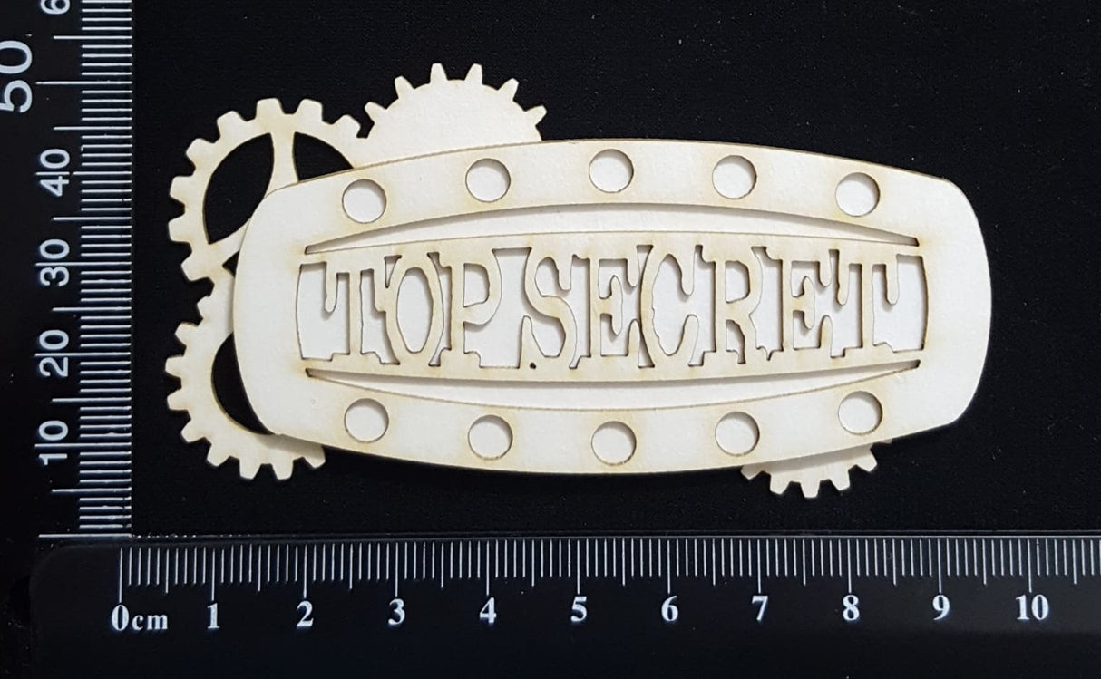 Steampunk Title Plate - EN - Top Secret - Layering Set - White Chipboard