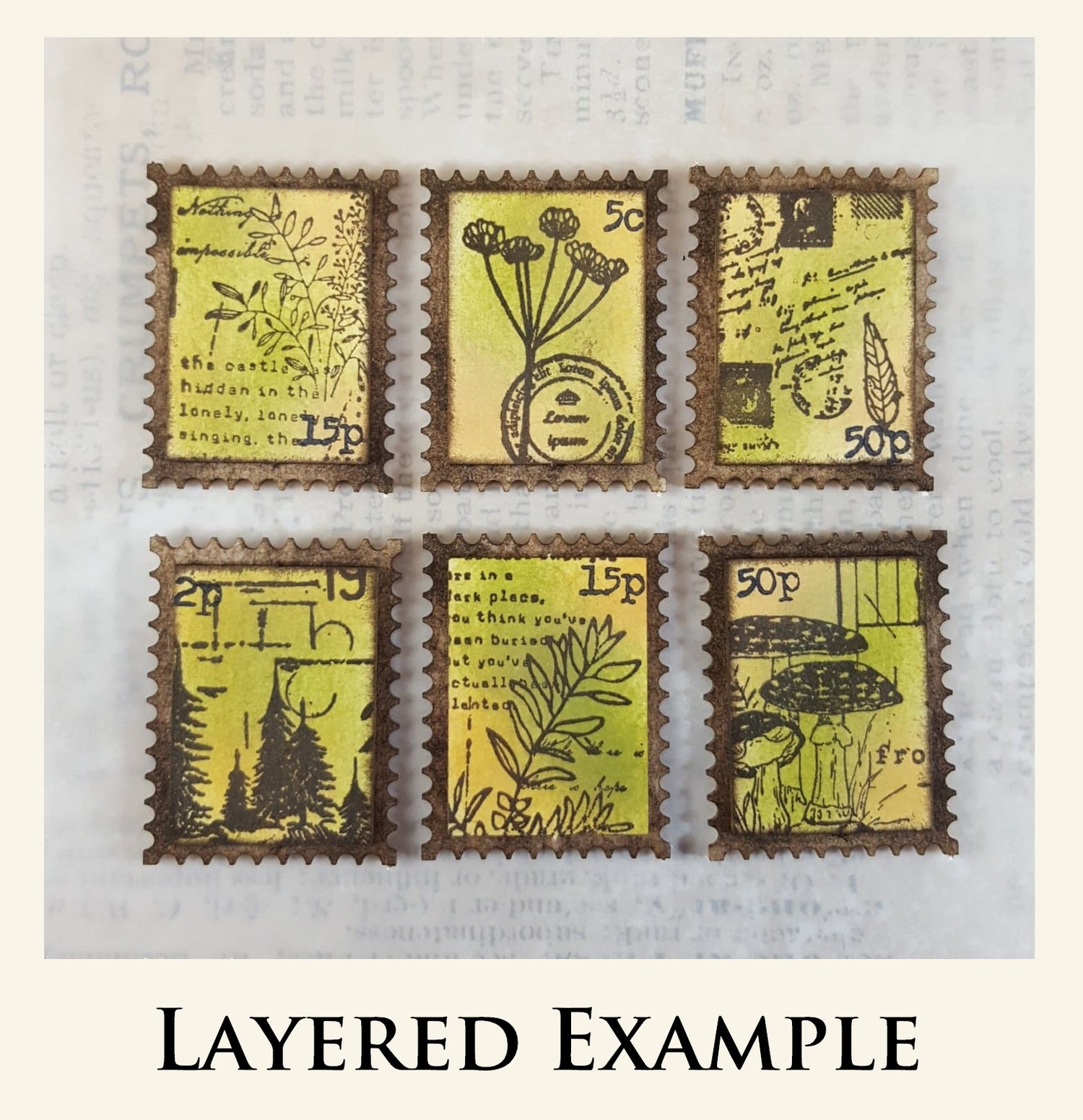 Postage Stamp Set - G - Layering Set - White Chipboard