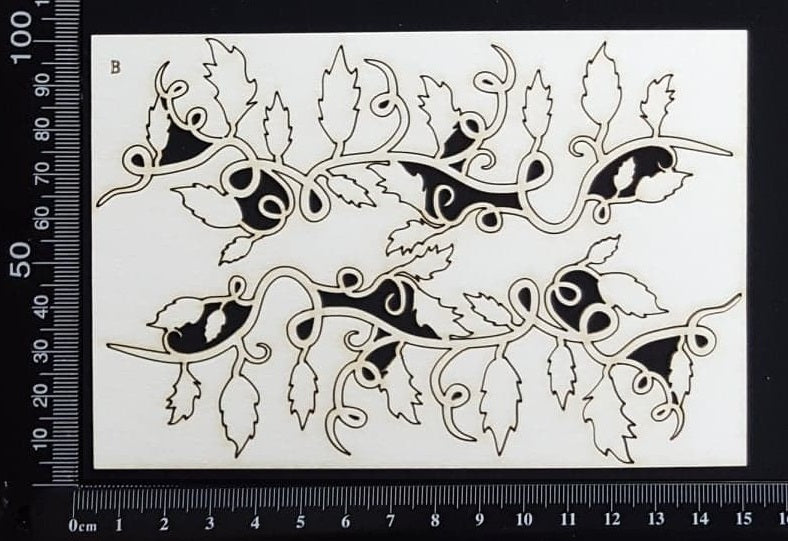 Leafy Vine Border Set - B - Small - White Chipboard