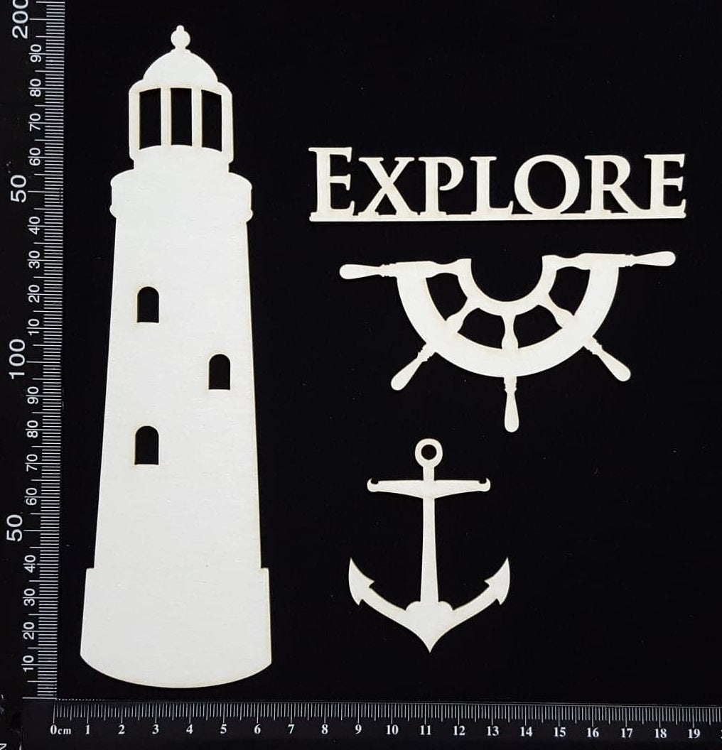 Lighthouse Set - D - White Chipboard