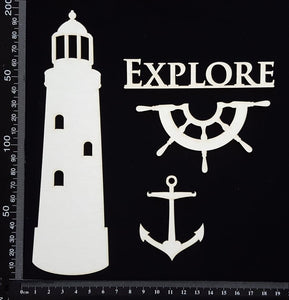 Lighthouse Set - D - White Chipboard