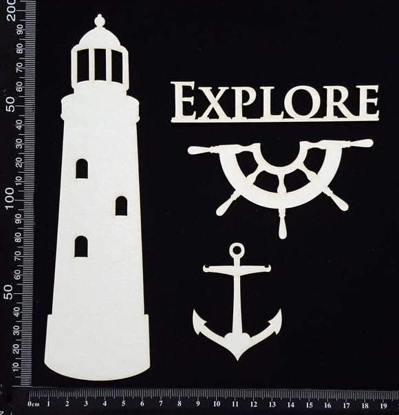 Lighthouse Set - D - White Chipboard