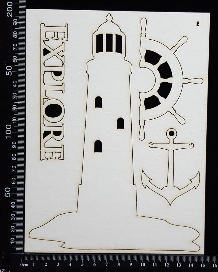 Lighthouse Set - E - White Chipboard
