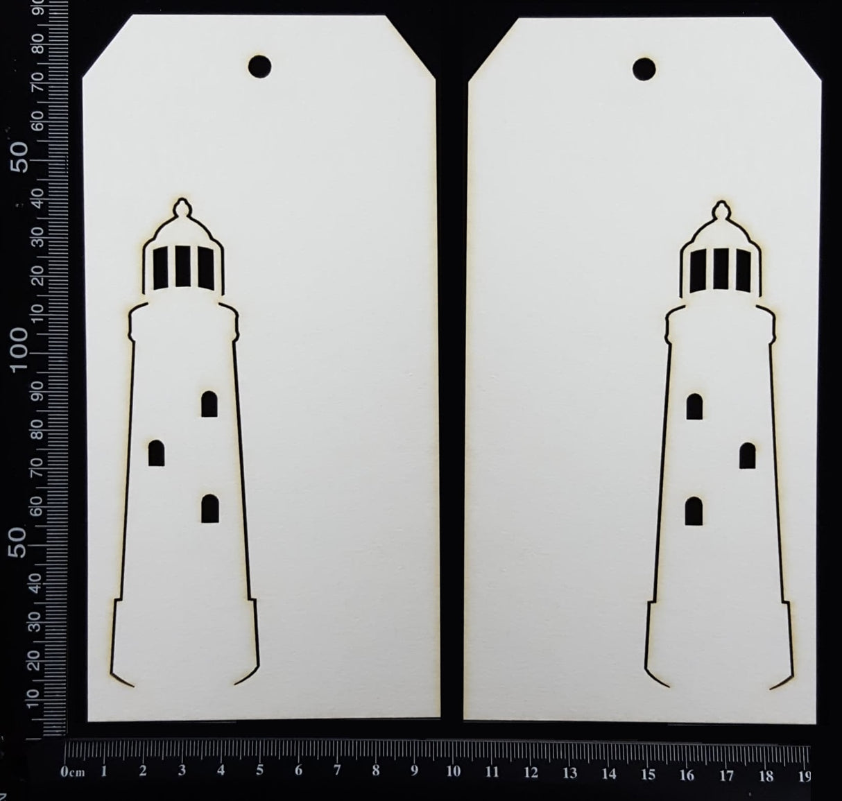 Lighthouse Tag Set - Large - A - White Chipboard