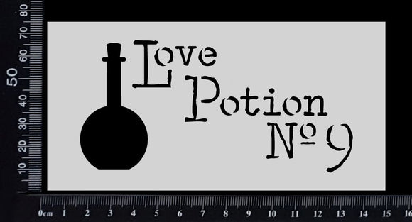 Love Potion Number 9 - A - Stencil - 75mm x 150mm