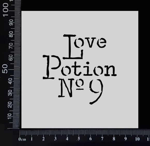Love Potion Number 9 - B - Stencil - 100mm x 100mm