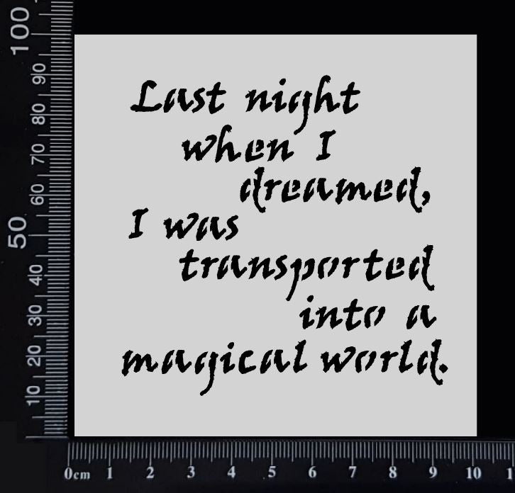 Magical World Script - Stencil - 100mm x 100mm