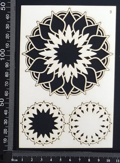 Mandala Set - B - White Chipboard