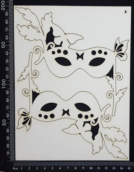 Masquerade Mask Set - A - Large - White Chipboard